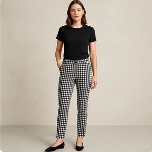 Betabrand Black & White Plaid Dress Pant Yoga Pants - Size MP